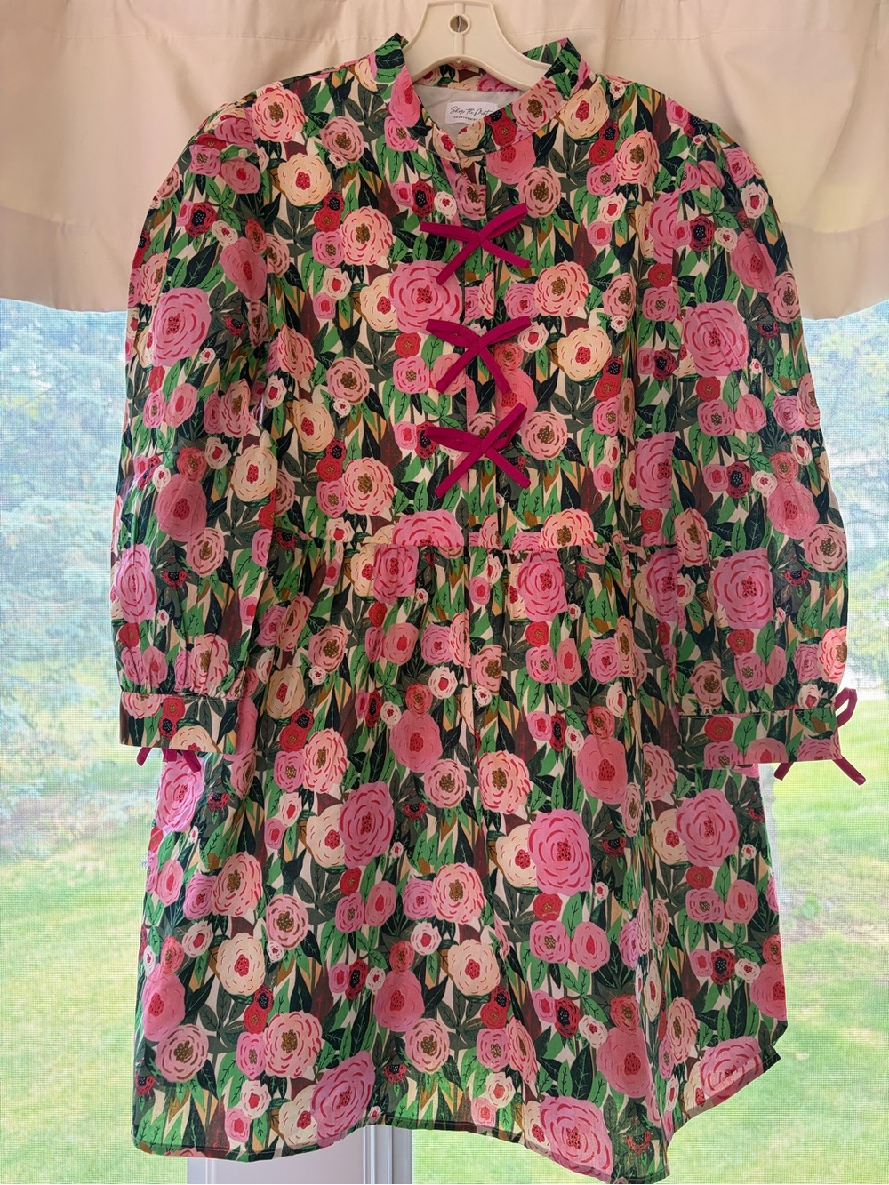 Shop the Mint | Floral Pink & Green Tie-Front Dress - Picture 4 of 10
